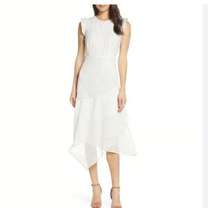 LENON Edition White Embroidered Eyelet Midi Cottagecore Dress size medium